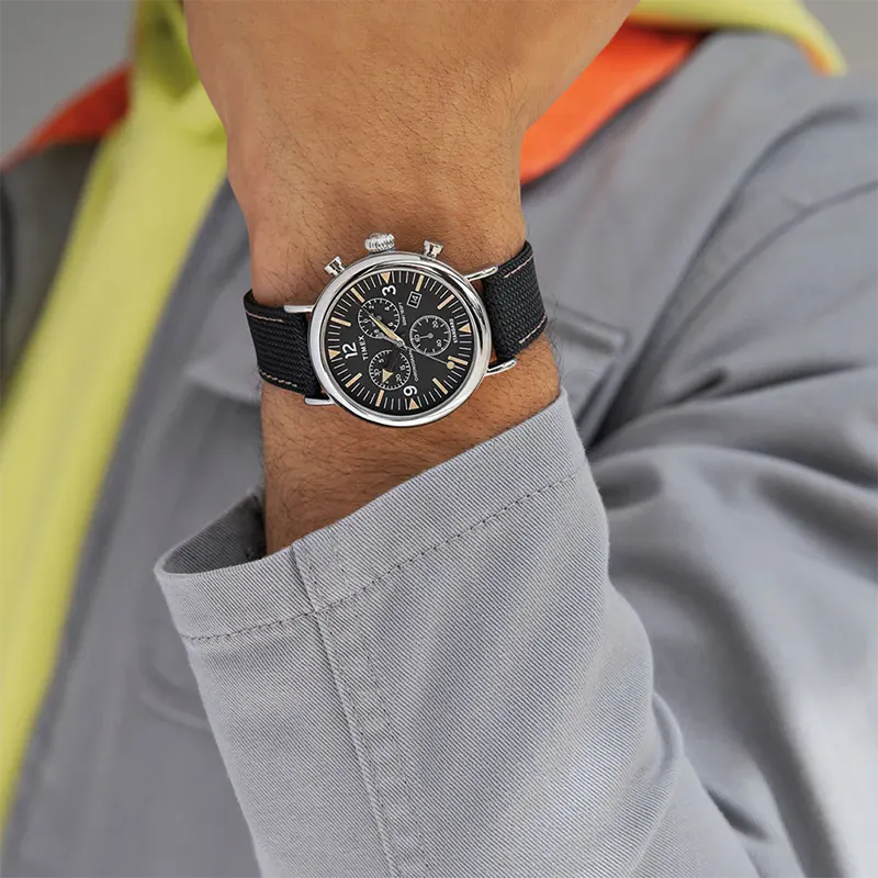 Timex Chronograph Quartz Black Dial Febric Strap Men's Watch- TW2V43700